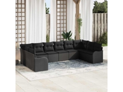 Vidaxl Conjunto De Sofá De Jardim 10 Unid. Preto Vime Pe