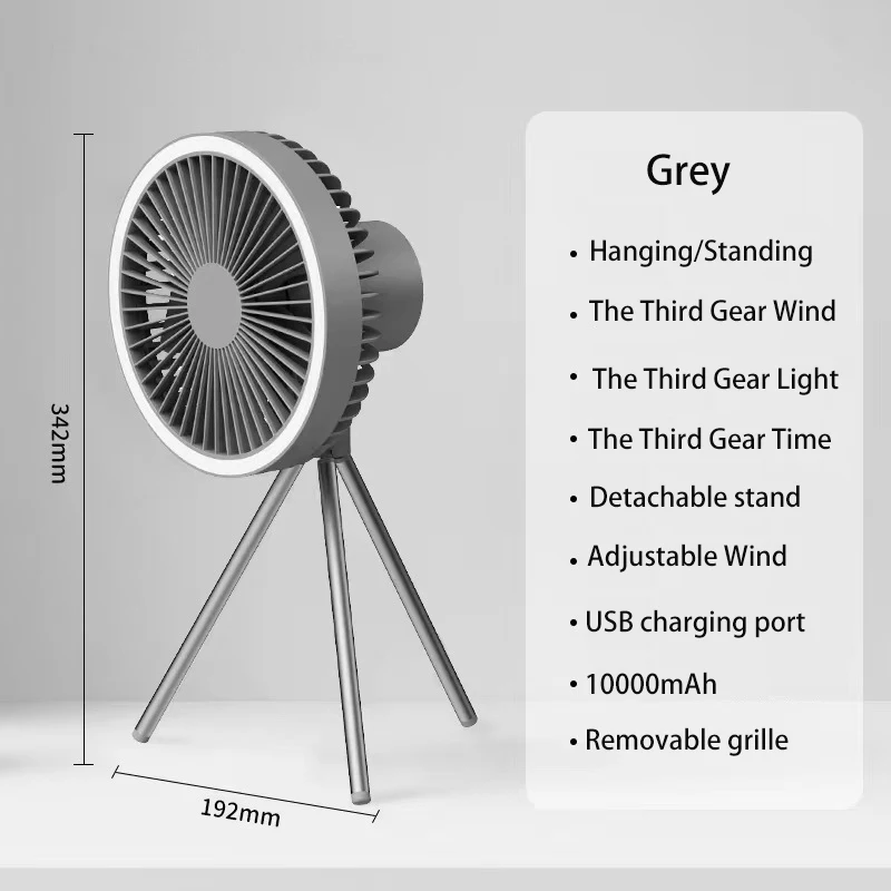 MDUG, ventilador de mesa, recarregável, tripé
