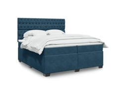 Vidaxl Cama Com Molas/colchão 200x200 Cm Veludo Azul