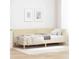 Vidaxl Estrutura De Cama De Canto Com Colchão 2 Unid. Creme Tecido