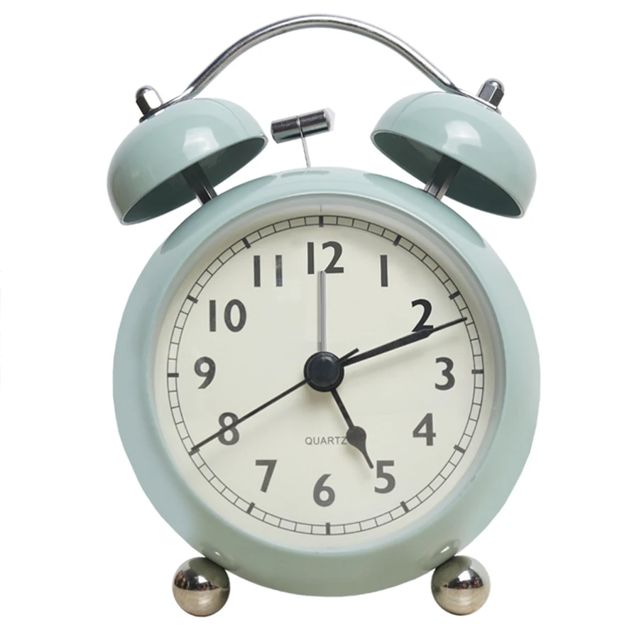 (verde) 1 Despertador Retrô Criativo Com Sino De Metal, Relógio De Mesa De Quartzo Simples, Silencioso E Luminoso