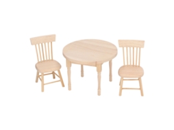 Mali conjunto de Jantar para Casa de Bonecas 1:12 Móveis Mesa Redonda e Cadeiras Design Retrô