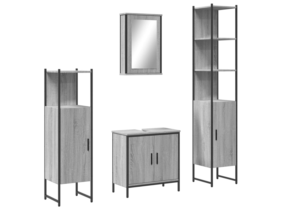 Bathroom Furniture Set, Bathroom Furniture Sets Vidaxl Cinzeto Madeira Processada (n/a)