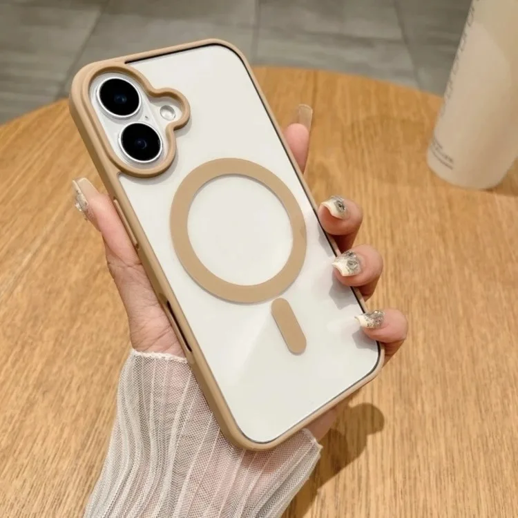 Capa Protetora Transparente Com Carregamento Sem Fio Magnético (dourado Deserto Para Iphone 78)