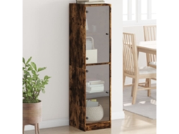 Vidaxl Aparador Alto C/ Portas De Vidro 35x37x142 Cm Carvalho Fumado