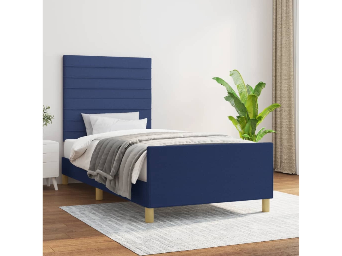 Vidaxl Estrutura De Cama Sem Colchão 90x190 Cm Tecido Azul