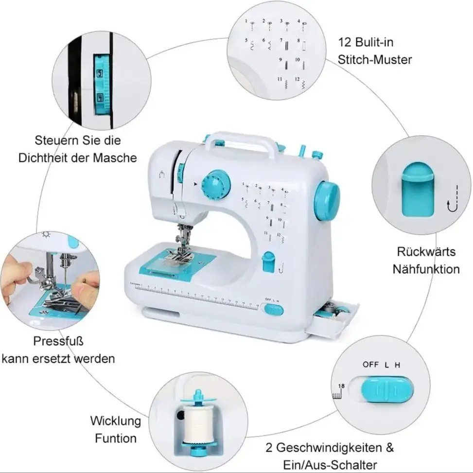 Máquina de costura elétrica de mesa multifuncional totalmente automática