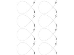 Conjunto De 8 Ganchos Ajustáveis Para Quadros Com Cabo Aço Reforçado 1 Metro, Ideal Para Pendurar Molduras E Espelhos