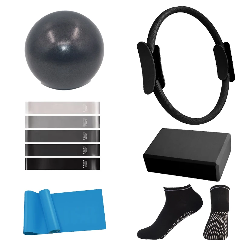 Conjunto De Anéis De Pilates Feminino (preto, 10 Peças) Para Prática De Ioga Em Casa.