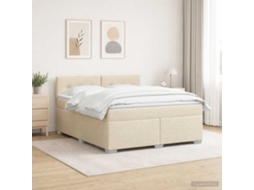 Vidaxl Cama Box Spring Com Colchão E Led Creme 180 X 200 Cm Tecido