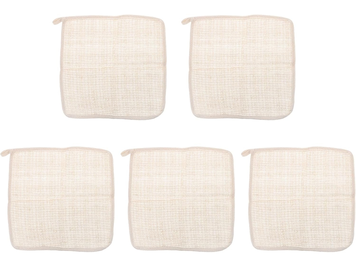 Toalhas Quadradas De Linho Bege Para Esfoliação E Massagem Facial.