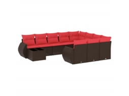 Conjunto de Sofá de Jardim, 11 Peças, Almofadas, Rattan Preto MAISON EXCLUSIVE