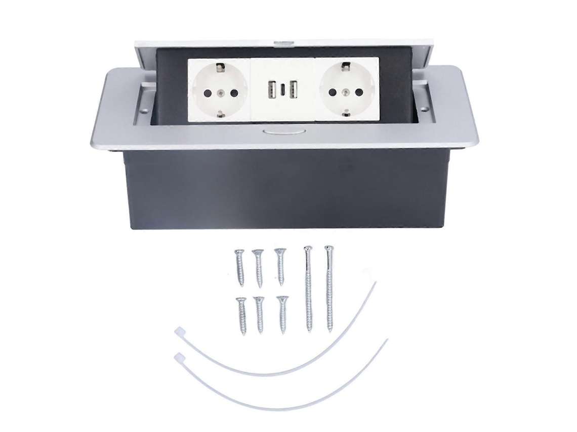 Tomada Dupla Usb De Chão Retrátil Com Encaixe Tipo C Padrão.