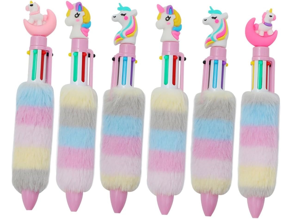 Conjunto De 6 Canetas De Pelúcia Com Personagens De Unicórnio Para