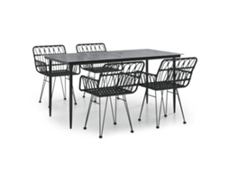 Garden Dining Set, Garden Dining Sets Vidaxl Preto Rattan / Vime (160 X 80 X 74 Cm)