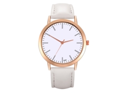 Relógio masculino de quartzo com pulseira de couro moderna e detalhes decorativos (branco)