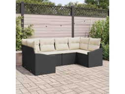 Vidaxl Conjunto De Sofás 6 Unid. Preto Vime Pe
