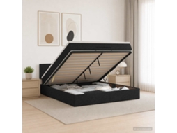 Vidaxl Cama Ottoman Com Colchão Preto 160 X 200 Cm Tecido