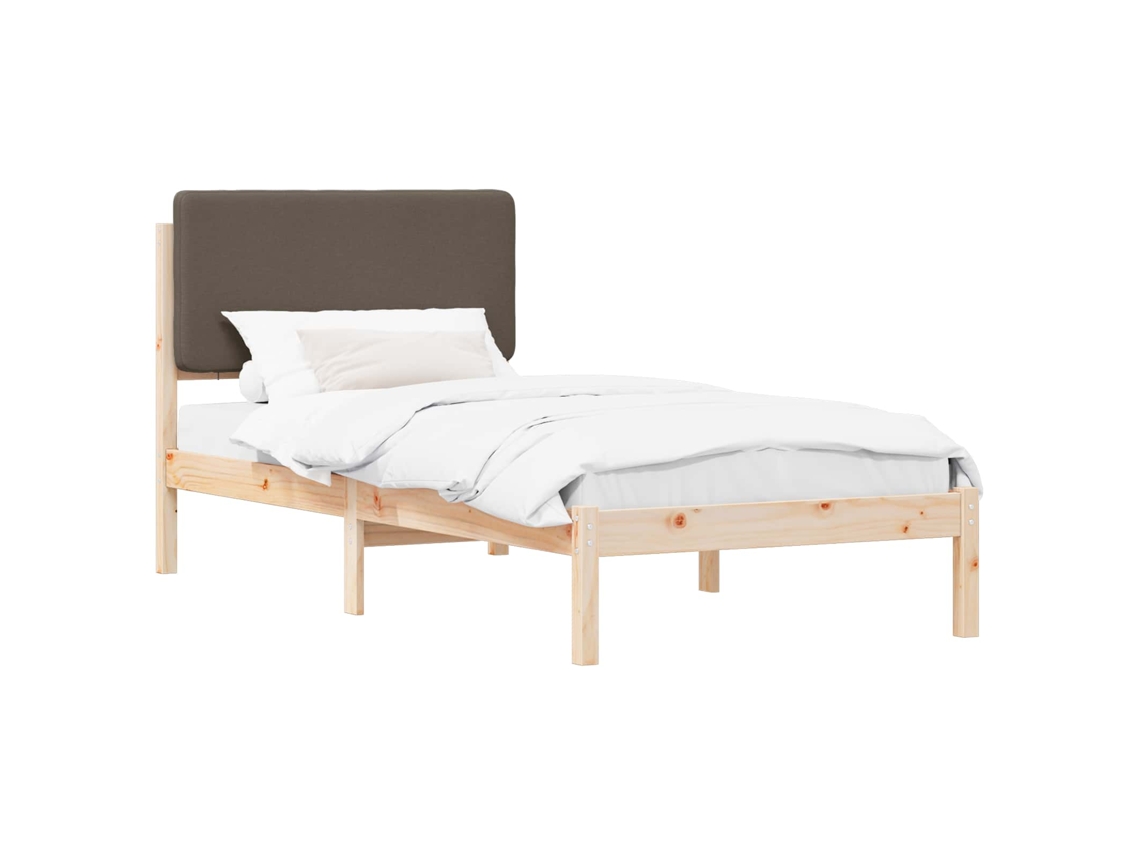 Estrutura de Cama com Cabeceira Estofada em Cinzento Acastanhado MAISON EXCLUSIVE