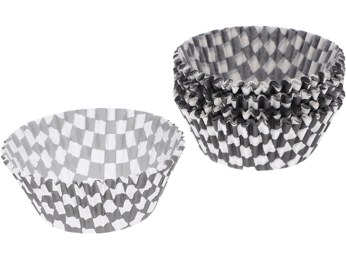 Conjunto De 100 Forminhas De Papel Para Muffin, Pretas E Brancas, Resistentes À Deformação.