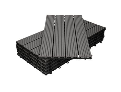 ECD GERMANY Telhas para Pátio de Wpc 60X30 Cm 12 Peças Por 2M² Antracite