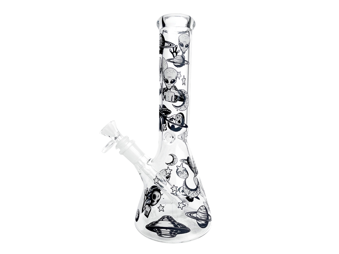 Vaso de vidro iluminado com caveira branca LAXISCREED
