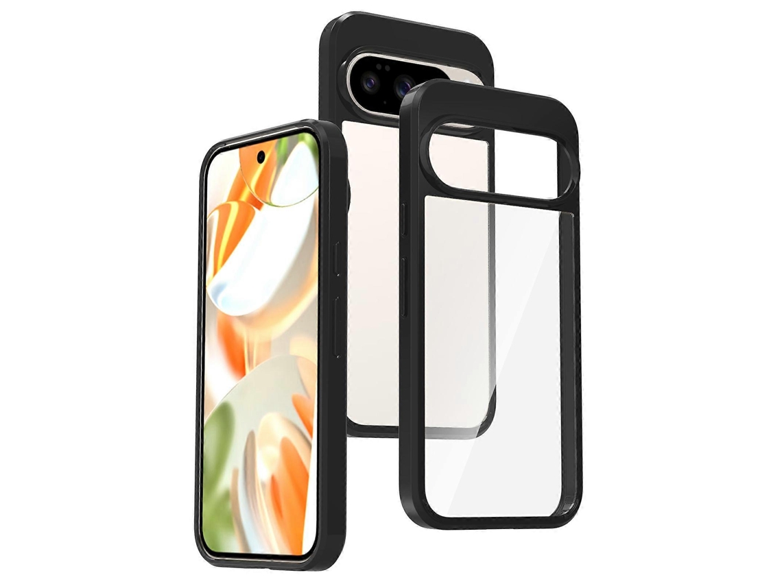 Capa Tkdaddy Para Google Pixel 10/10 Pro Anti-riscos Tpu Acrílico Transparente Capa Traseira Preta