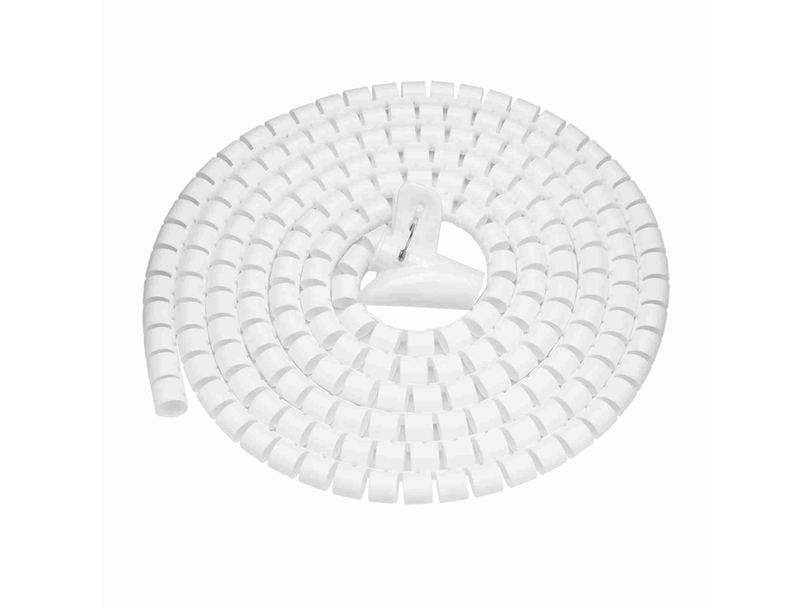 Organizador De Cabos Em Tubo Espiral Flexível Protetor De Fios Armazenamento Branco 3.0m * 16mm