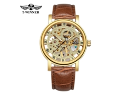 (estilo 5) Relógio Mecânico Manual Esqueleto Banhado A Ouro, Esportivo, Para Uso Profissional E Casual, Com Pulseira De Couro.