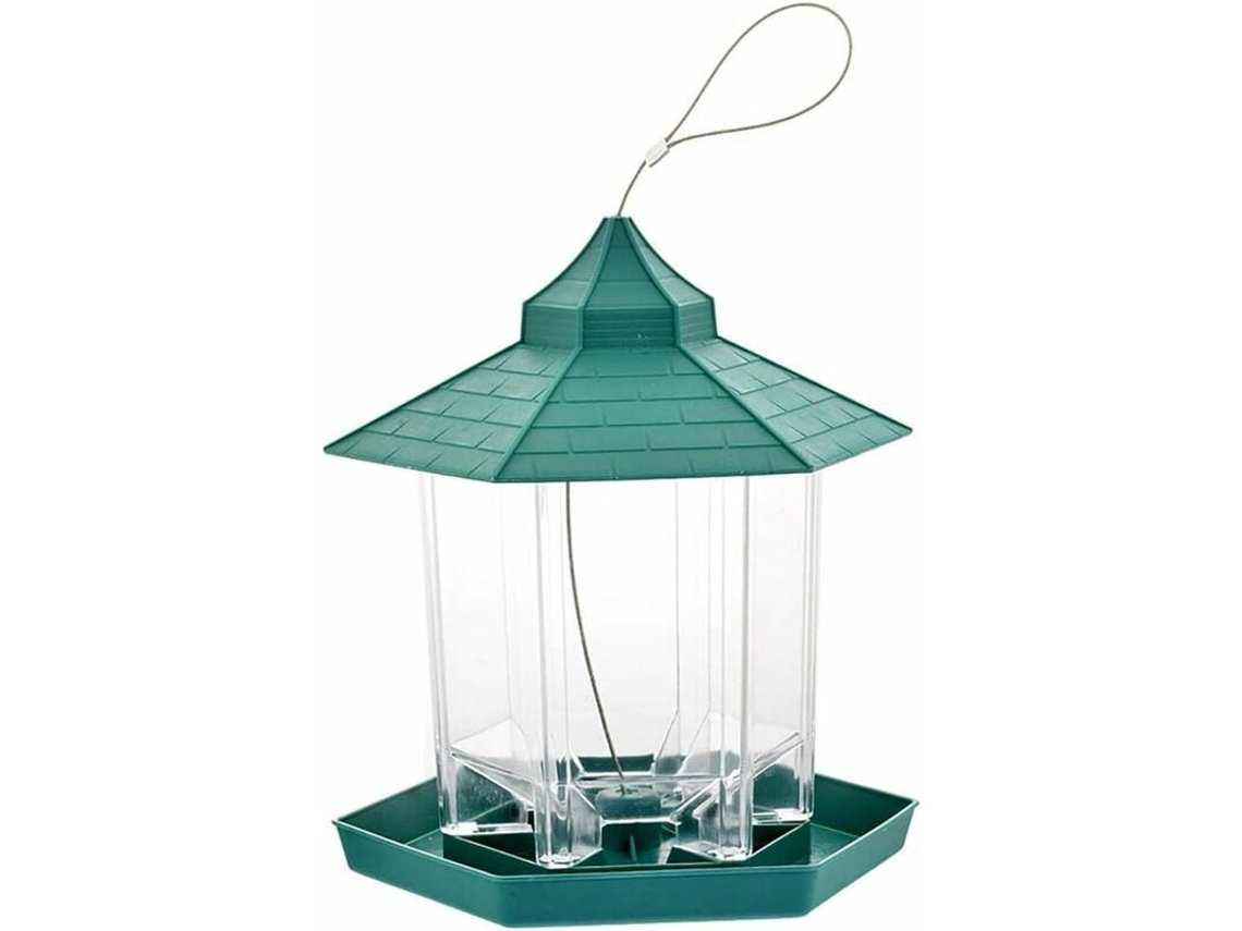 Avasseiro Para Pássaros Selvagens Exterior Suspenso, Container Com Alimento Para Aves, Design Com Teto Anti- Esquilos