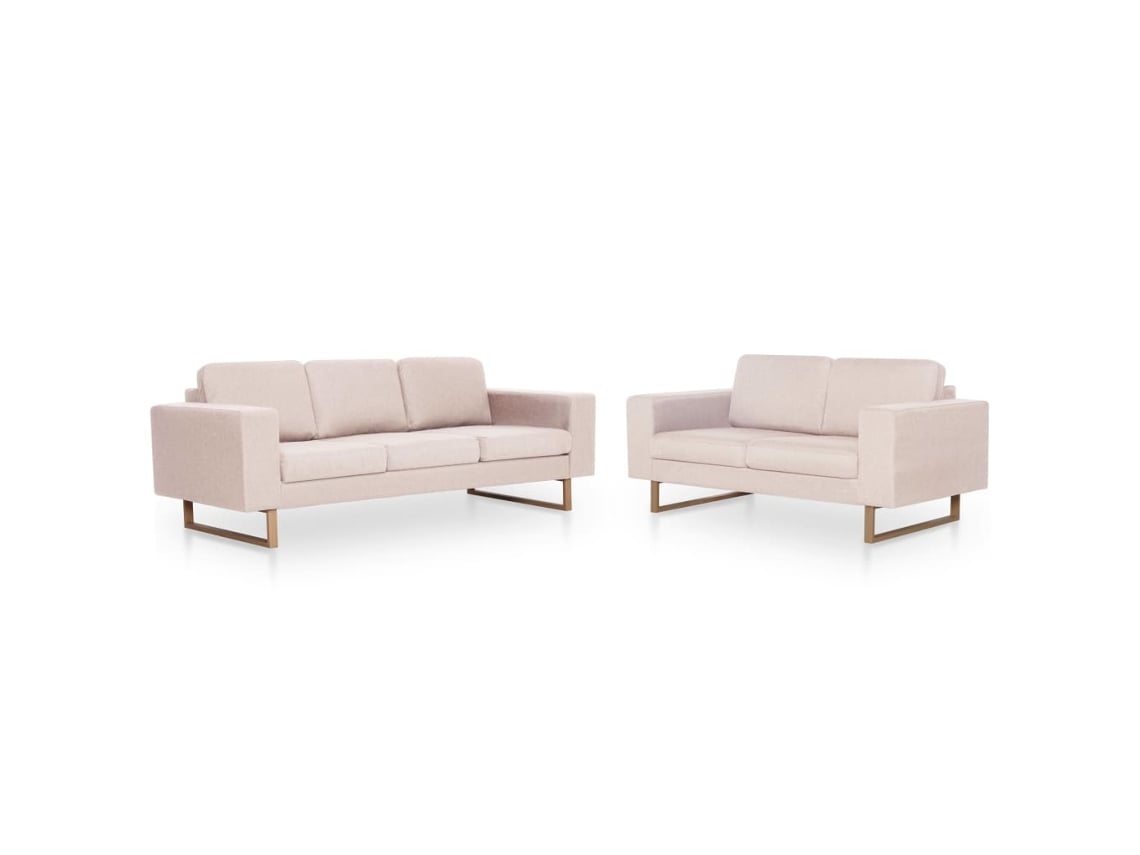 2 Pcs Conjunto de Sofás Tecido Cor Creme MAISON EXCLUSIVE