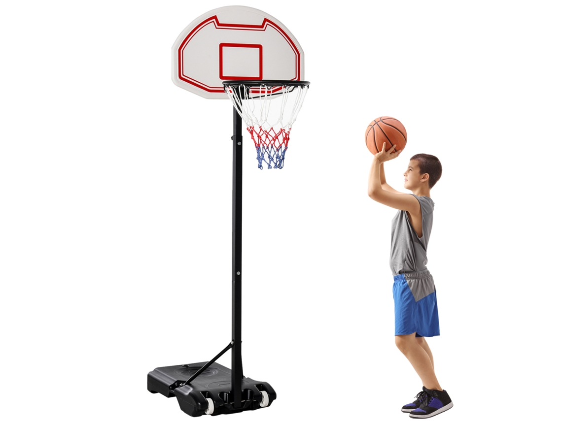 Cesta De Basquete Ao Ar Livre Com Rodas Ajustáveis De Altura 155-210 Cm, Suporte Portátil De Basquete Com Rodas, Cesta Portátil Pe+steel Dgj
