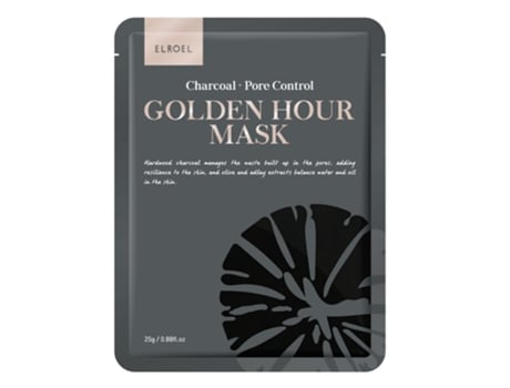 Máscara facial purificante Golden Hour com infusão de carvão, 25g Elroel