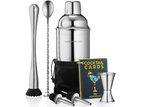 Conjunto de coquetel Mixology Craft Kit de barman portátil com 8 peças de prata
