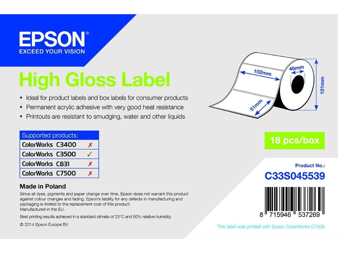 ETIQ EPSON CORT H.GLOSS 102X51MM (610)