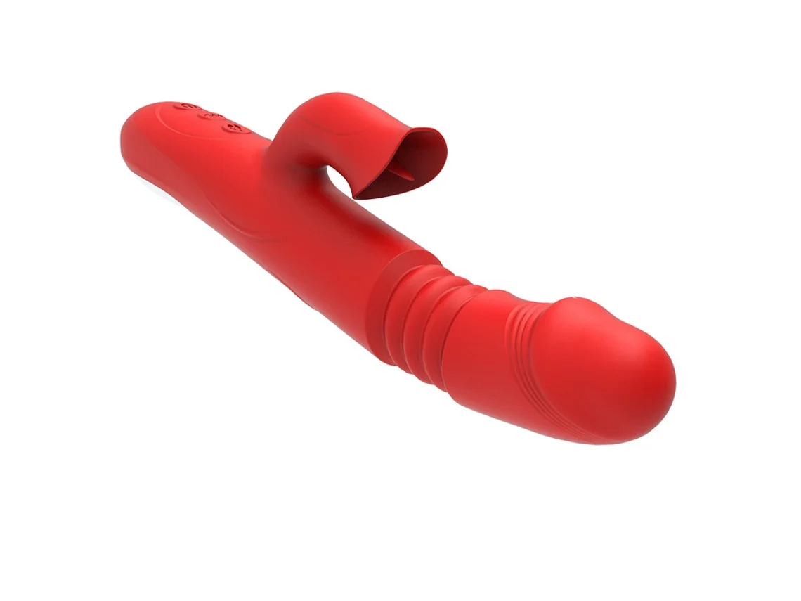 Vibrador de Aquecimento Estimulador Telescópico de Balanço de Clitóris Brinquedos Sexuais Femininos Vermelho 