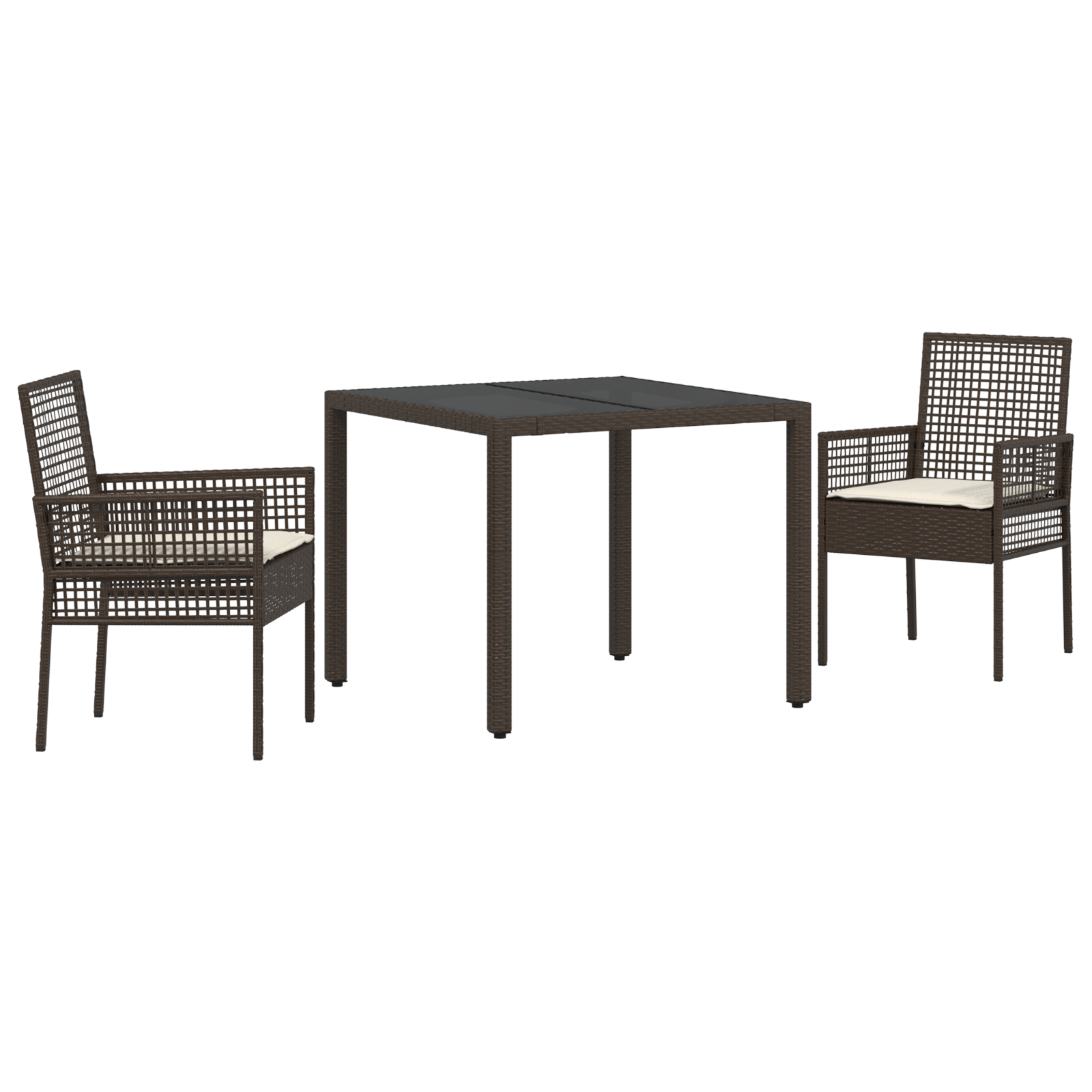 Conjunto 3 Conjunto De Jantar Para Jardim Vidaxl Castanho Vime Pe (90 X 90 X 75 Cm)