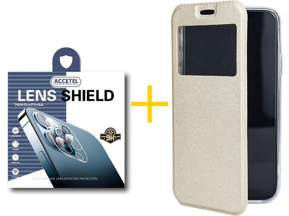 Capa + 1 Película de Câmara para iPhone 11 Pro Max ACCETEL Dourado