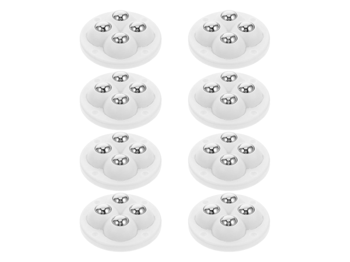 Conjunto De 8 Mini Rodízios Autoadesivos De Plástico Branco Com Quatro