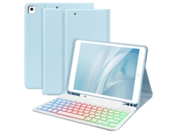 Capa Teclado Bluetooth Czhhmart Para Ipad Pro 11 (a16) 2025 Polegadas, Teclado Retroiluminado Magnético (azul Celeste)