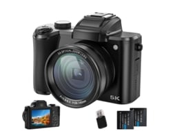 Câmera Digital SZSMART Dc206x 5k 64mp Tela Tátil Zoom Óptico 5x Câmera Dupla para Vloggers e Estudantes, 2 Bateria