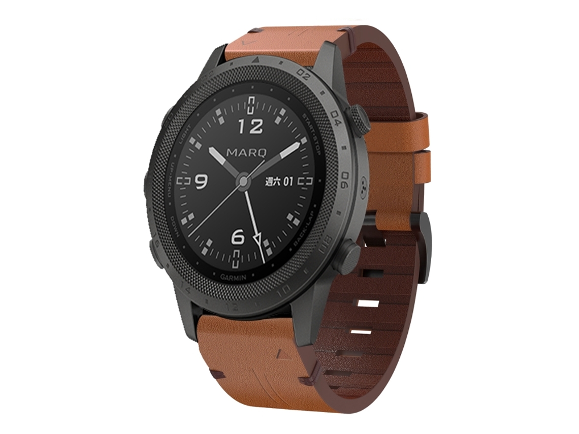 Bracelete para Garmin Marq Commander Couro com Fivela de Aço Marrom XIAOMOYU (22mm)