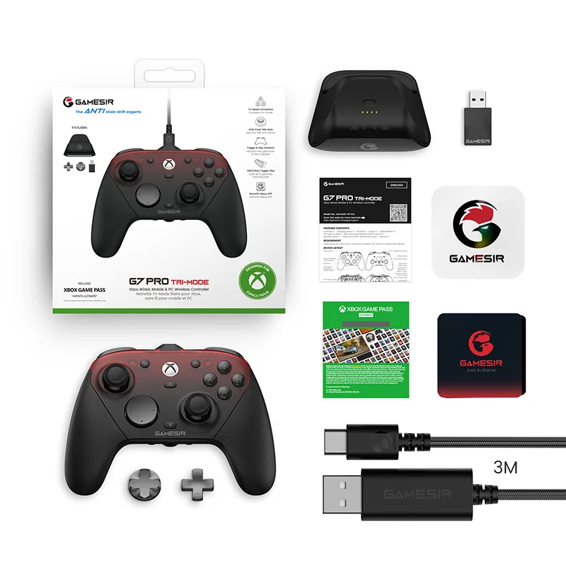 (preto) Controle Xbox Com Fio E Base De Carregamento, Compatível Com Xbox/steam/pc/android