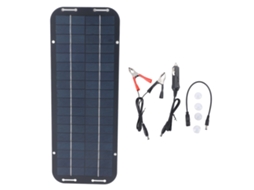 Painel Solar Portátil 12v 5w Conversão Eficiente Carregador para Carro Moto Barco Camping | S/MARCA