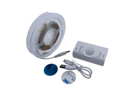 Fita de Led de 1M 5V com Sensor Recarregável Usb Luz Quente 3000K