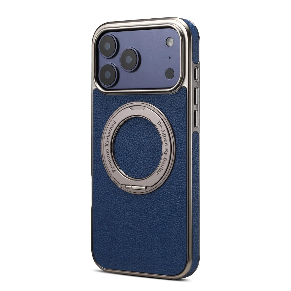 (azul, Iphone 13 Pro Max) Capa Eletrodepositada Com Suporte Giratório – Forte Magnetismo E Resistente A Impactos