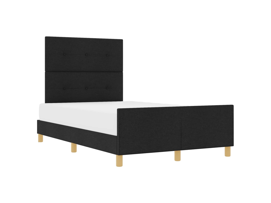 Cama De Casal | Camas Para Quarto | Estrutura Da Cama Com Cabeceira Preto 120 X 190 Cm Tecido