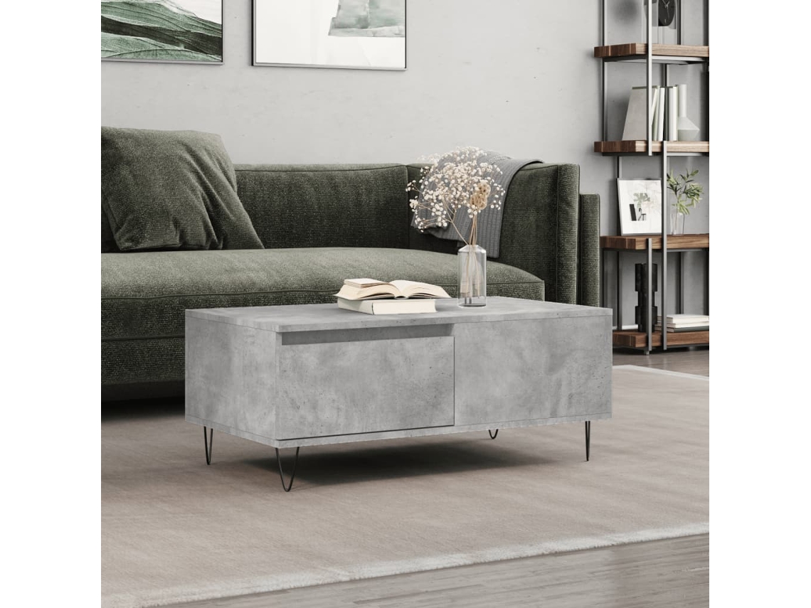 Vidaxl Mesa De Centro 90x50x36,5 Cm Derivados Madeira Cinzento Cimento