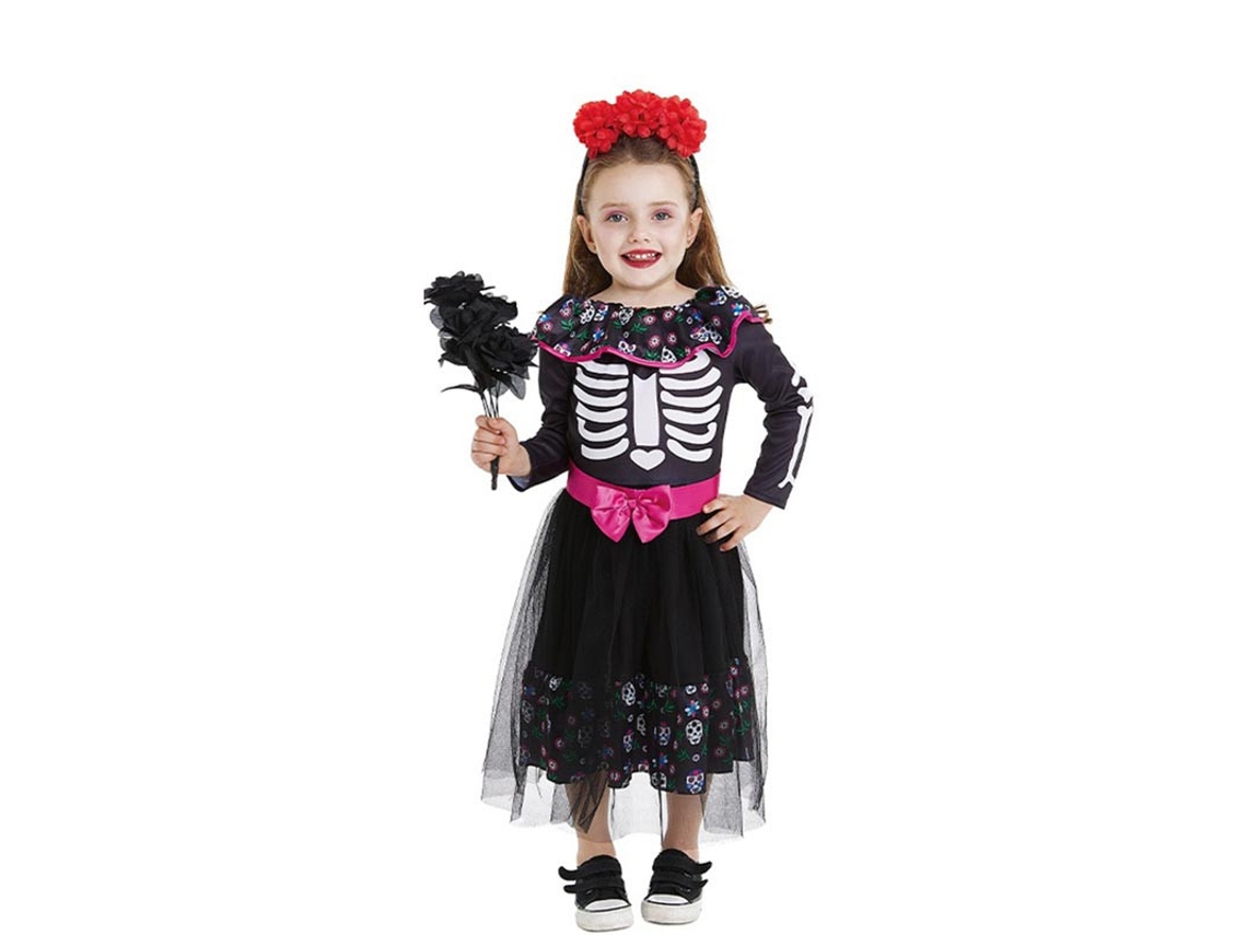Fato de Catrina rosa com cinto para bebé e menina