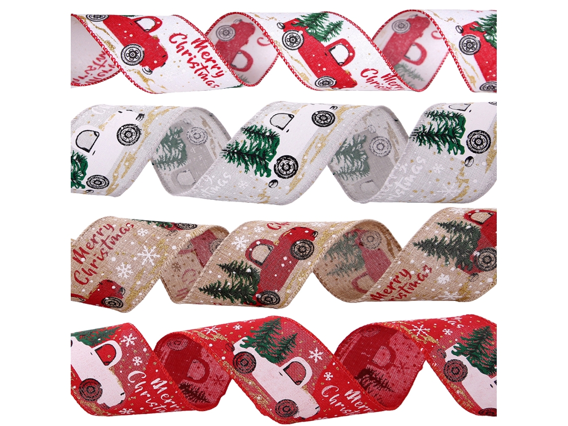 Fita de Natal para Embrulhar Presente Decoração de Arcos de Guirlanda Fitas de Tecido Rústica Decoração de Festa de Fim de Ano 2M